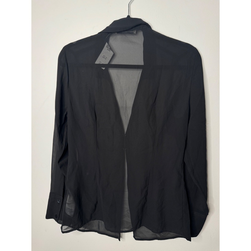 Abercrombie & Fitch Womens Sheer Long Sleeve Blouse Black Hook Eye - Picture 2 of 6
